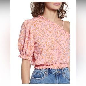 Vero Moda Women's Nemi Abstract Print One-shoulder Top Off the shoulder top